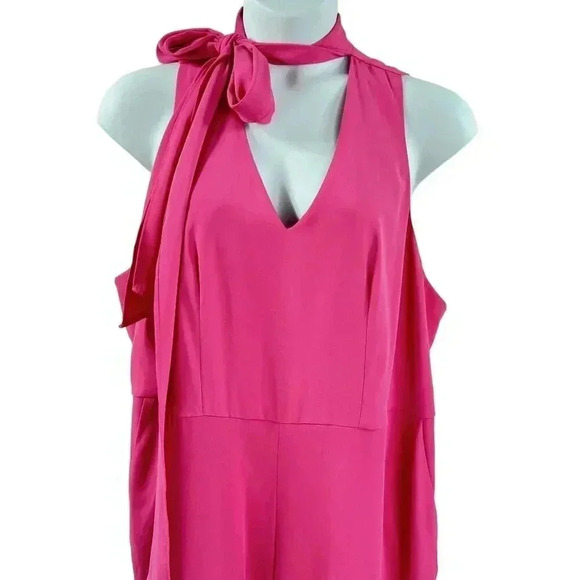 Prabal Gurung Wide Leg Tall Jumpsuit Romper 20W Pink Neck Bow Detail Barbiecore - Picture 4 of 16